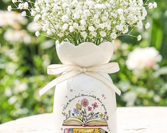 Personalized Thank you Vase, Ceramic Decorative Vase, Custom Flower Vase, Teacher Appreciation Gifts, Home Decor Keepsake, Teacher Vase