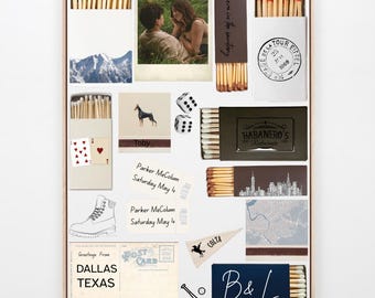 Matchbox Art Template Navy & Tan | Customizable Canva Poster | Digital Download
