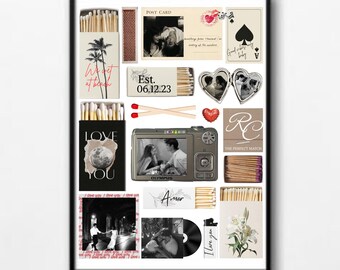 Custom Matchbook Art Poster, Anniversary Gift, DIY Template (Digital Download)