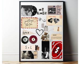 Streichholzschachtel Foto-Collage Retro Poster: Geschenk zum Jahrestag (Canva Vorlage Digitaler Download)