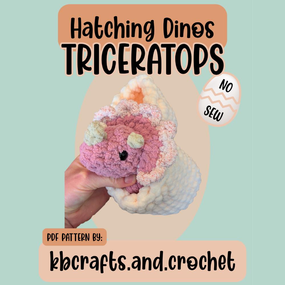 30 Triceratops Crochet Patterns for Dino Lovers, Nursery Decor, and Handmade Gifts 14 Hatching Triceratops Crochet Pattern