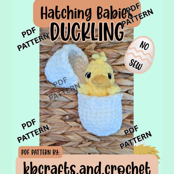 Hatching Duckling Crochet Pattern – No-Sew Duck Baby (PDF Pattern)