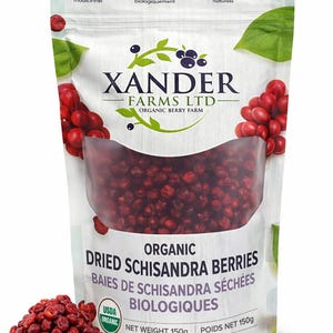 Organic Dried Schisandra Berries | Canadian Grown Superfood, Wu Wei Zi, Adaptogenic Fruit