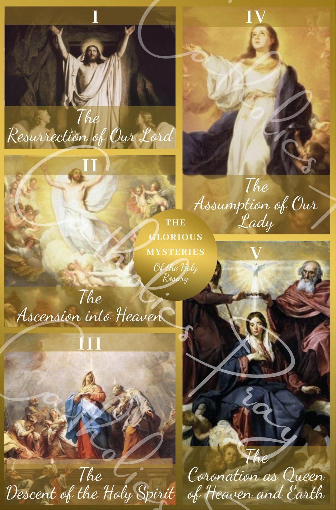 The Glorious Mysteries of the Rosary – Catholic Prayer Art - Etsy