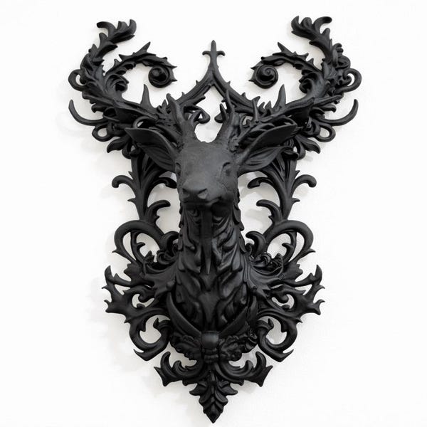Gothic Stag Wall Art, Dark Academia Decor, Ornate Deer Decor
