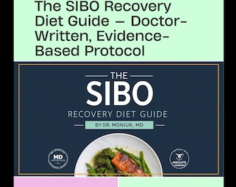 Guía de dieta para SIBO escrita por un médico / Plan de comidas bajo en FODMAP / Dieta para el SII / Sanación intestinal / PDF imprimible