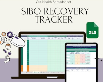 SIBO Recovery Tracker | 28-Day Symptom & Diet Log | Phase 1-2 | Doctor-Written Gut Health Spreadsheet
