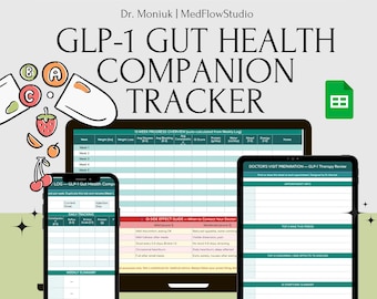 GLP-1 Gut Health Tracker Google Sheets | Ozempic Wegovy Mounjaro Side Effects Journal | 12-Week Weight Loss Log by Gastroenterologist