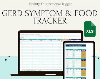 GERD Symptom Tracker Spreadsheet, 28-Day Acid Reflux Food Diary, Doctor-Made Trigger Log, Heartburn Tracker Google Sheets