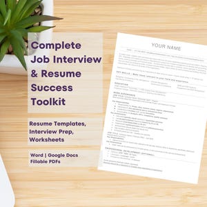 Kit de preparación para CV y entrevistas / Plantilla de currículum, hojas de trabajo para entrevistas / Herramientas profesionales auténticas / Descarga digital