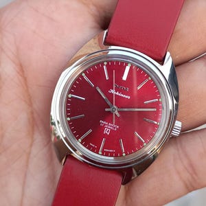 Vintage HMT Kohinoor-klocka | Röd solburst-urtavla, 17 juveler