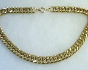 Vintage Heavy Gold Tone Cable Chain Necklace 18 Inches Long
