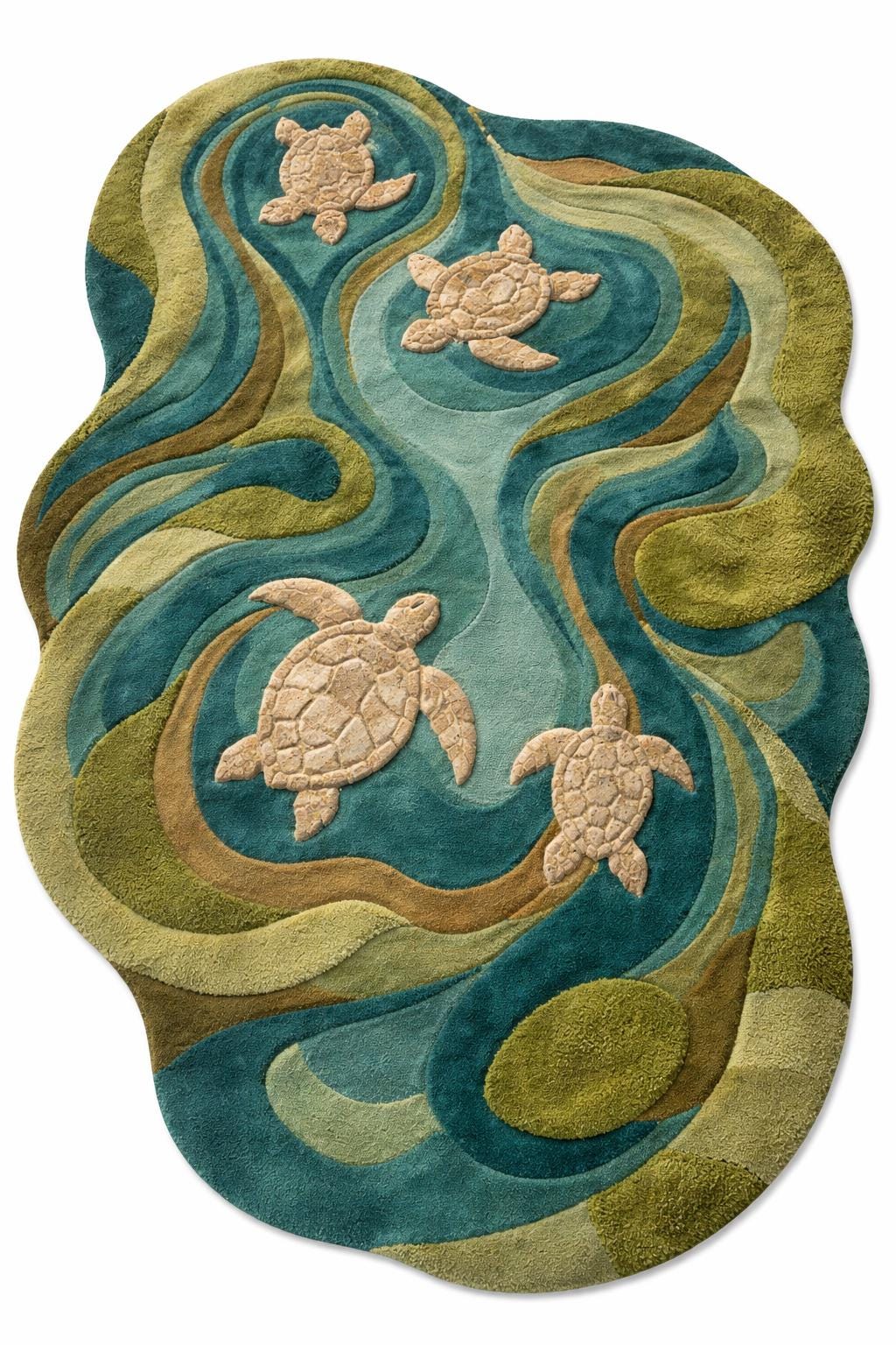 Hand-tufted Wool Sea Turtle Area Rug: Ocean Coastal Decor Carpet - Etsy