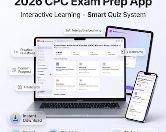 2026 CPC Exam Prep App | Medical Coder Flashcards, Quizzes (Digital Download)