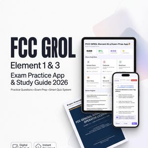 FCC GROL Element 1 & 3 Übungsprüfungen Funker Lizenz Test Prep Offline Mock Tests, Karteikarten und Lern App 2026