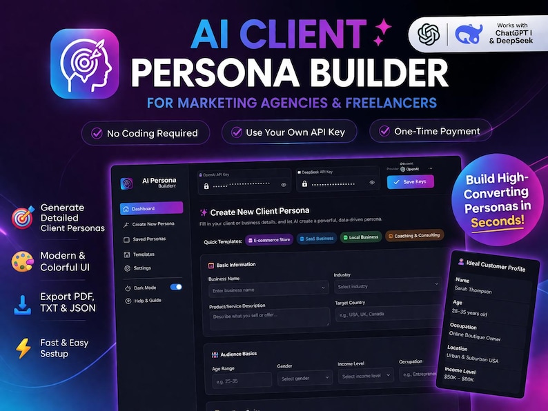 AI Client Persona Builder Tool, Marketing Agency Saas Digital Download ...
