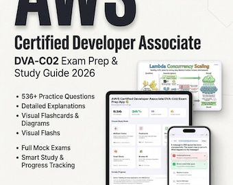 AWS Certified Developer Associate DVA-C02 Practice Test App | Offline Exam Prep | Mock Exams Flashcards PDF Study Guide