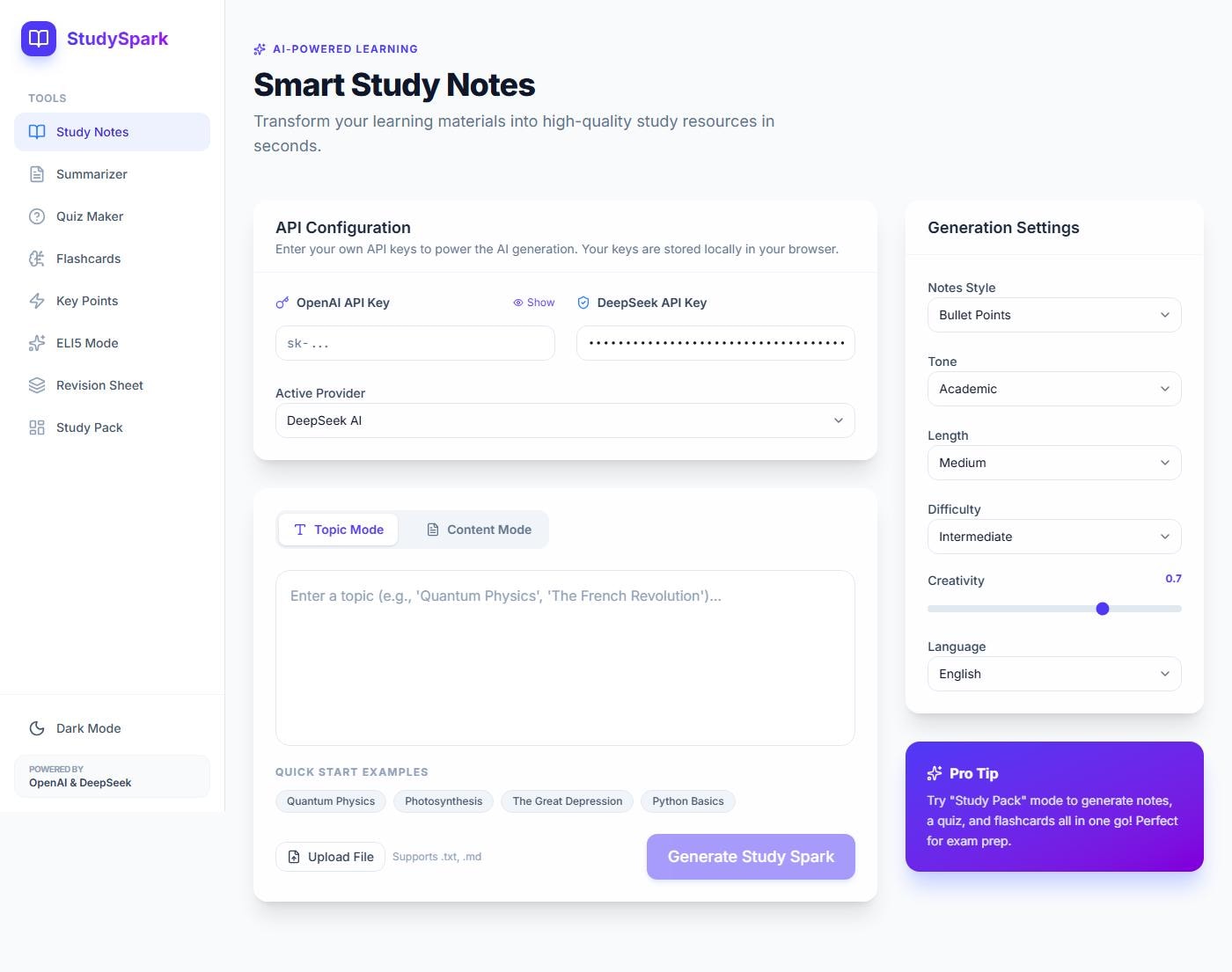 AI Study Notes Generator, Chatgpt & Deepseek Tool, Student Productivity ...