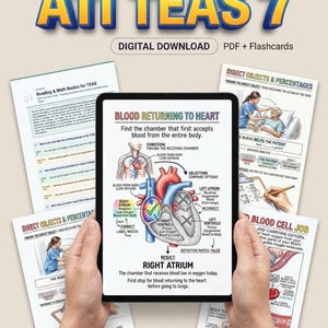 ATI TEAS 7 Exam Prep Bundle, 500+ Questions Pdf, Flashcards And Bonus Pdf, Instant Download