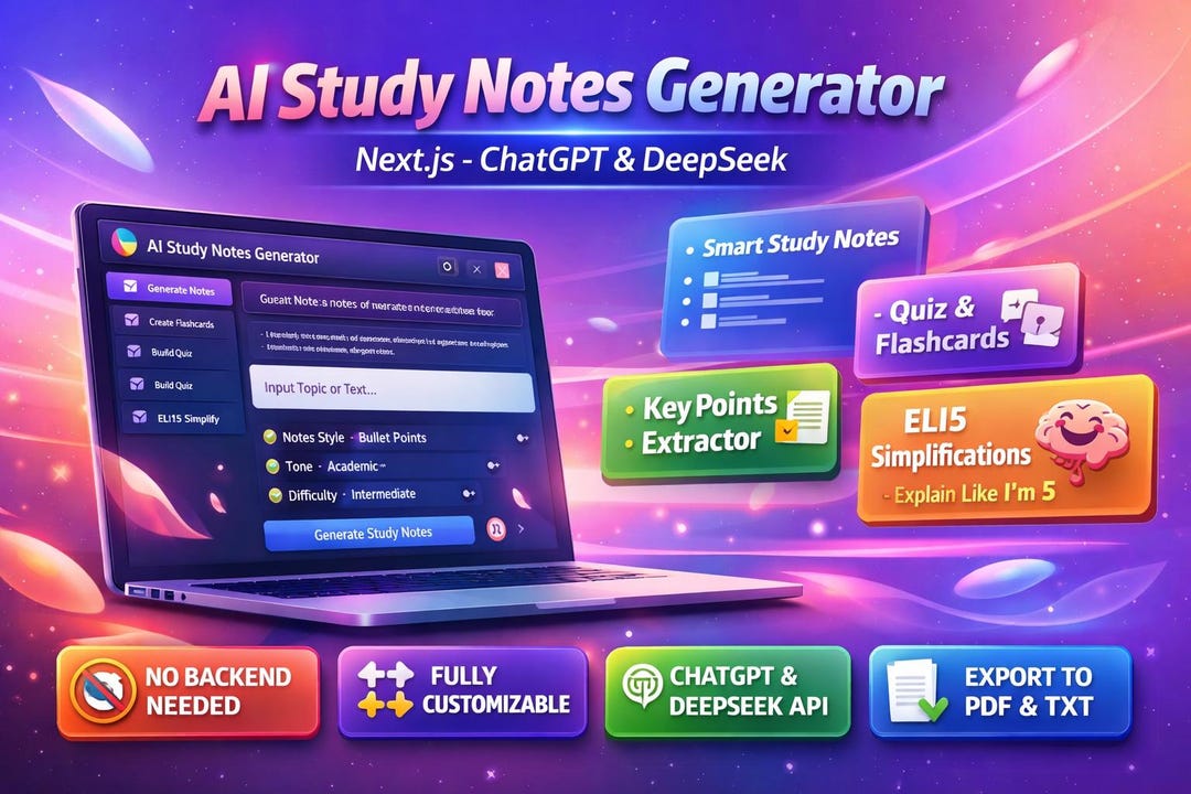 AI Study Notes Generator, Chatgpt & Deepseek Tool, Student Productivity ...