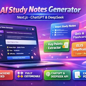 AI Study Notes Generator, ChatGPT & DeepSeek Tool, Student Productivity App, Digital Download