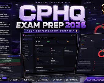 CPHQ Exam Prep 2026 App | Offline Practice Tests, Flashcards, Mock Exams (PDF Study Guide)