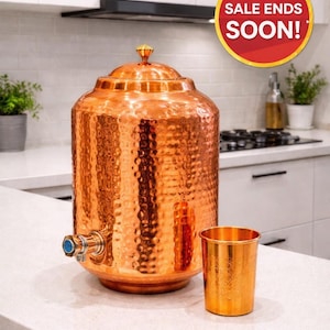 Pure Copper Water Dispenser – 8 Litres (with Cup)