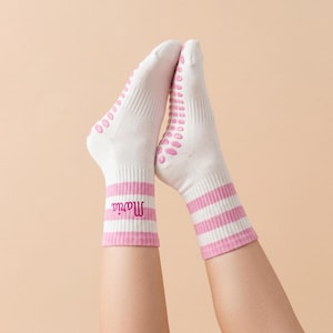Custom Embroidered Pilates Grip Socks, Personalized Yoga Studio Socks, Non-Slip Fitness Wear image 9