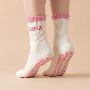 Custom Embroidered Pilates Grip Socks, Personalized Yoga Studio Socks, Non-Slip Fitness Wear image 5