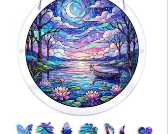 Rompecabezas de atrapasoles acrílicos; Kit de atrapasoles DIY para adultos; Decoración de pared para casa de playa;