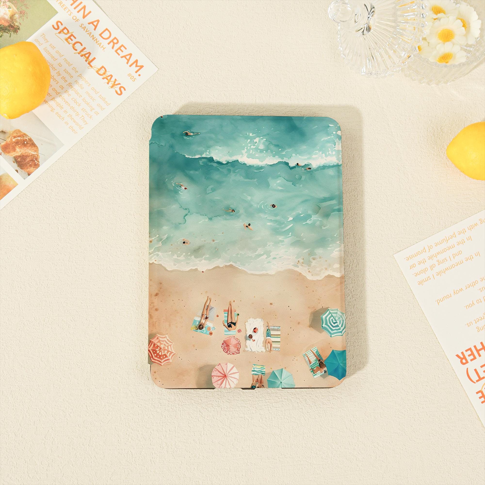 Summer Beach Getaway Kindle Case For Paperwhite 11/10/12th Gen, Colorsoft 7", Kobo Libra Color, Auto Wake/Sleep Cover, Gift For Readers