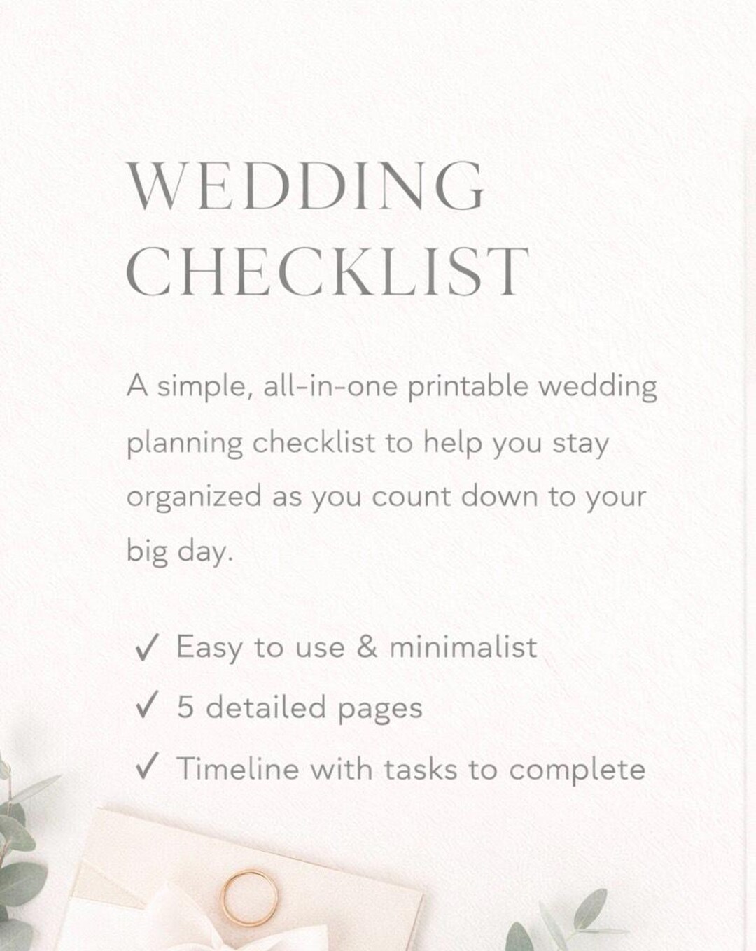 Wedding Planning Checklist Printable | Minimal Wedding Timeline PDF ...