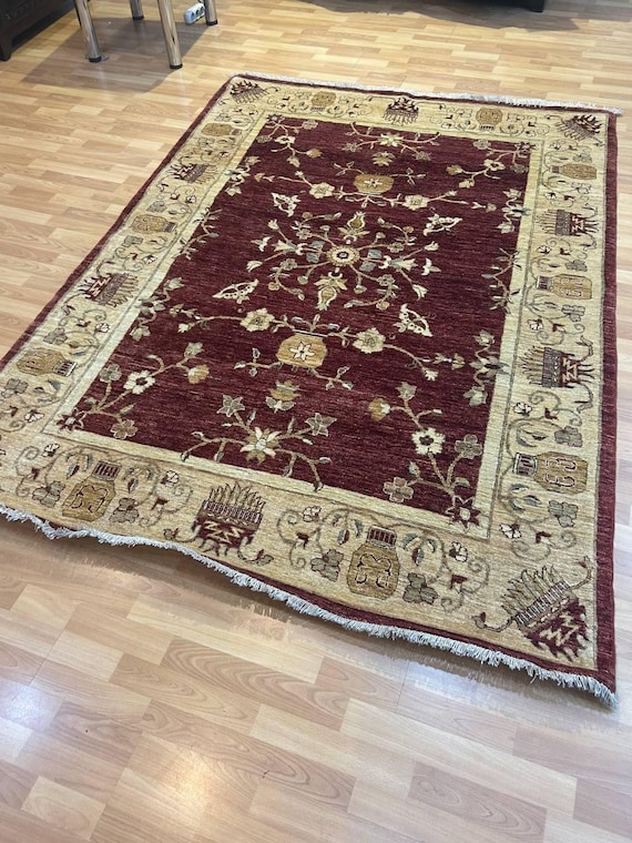 Handwoven Vintage Turkish Rug, 5.57 x 7.87 ft, Anatolian Wool Carpet