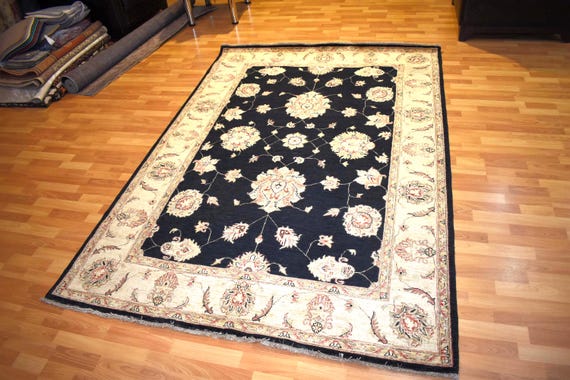 Handwoven Afghan Wool Rug, Tribal Floral Carpet, 6.56 x 4.92 ft