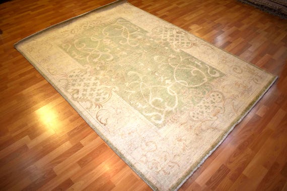 Handwoven Afghan Wool Rug, Vintage Tribal Design, 6.56 x 4.92 ft