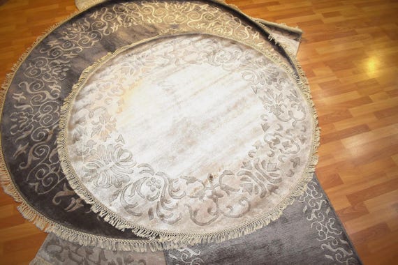 Handwoven Cotton Round Rug, 5.25 ft, Boho Home Decor