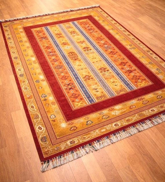 Handmade Turkish Oushak Rug, Vintage Anatolian Wool Carpet, Floral Traditional Area Rug 6.56x4.92 ft