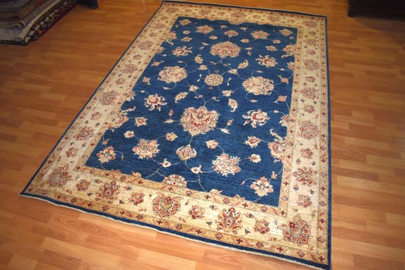 Handwoven Afghan Wool Rug, Traditional Geometric Tribal Carpet (7.87 x 5.57 ft.)