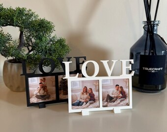 LOVE Photo Frame STL, 2 Magnetic Picture Holder, 3D Printable Romantic Decor, Digital Download