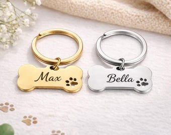 Personalised Dog Bone Keyring New Puppy Gift Dog Mum Gift Dog Dad Gift Dog Lover Birthday Gift Xmas Stocking custom dog collar name tag