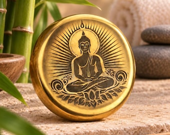 Solid Brass Buddha Worry Coin, Concave Mindfulness Meditation Gift Idea, Spiritual Grounding Theme