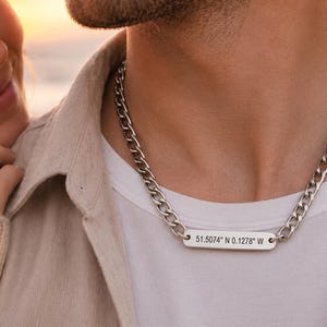 Personalised Coordinates Necklace Chain Gift for Boyfriend Anniversary Gift for Husband Where We Met Special Location Keepsake Long distance