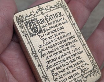 Solid Brass Lords Prayer Worry Personalised Religious Gift for Mum Dad Grandparents