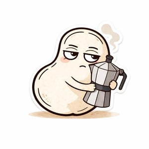 Coffee Lover Sticker, Bean with Moka Pot, Planner Decal