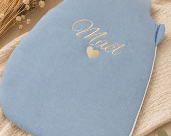 Personalized TOG 3 baby sleeping bag in cotton gauze, embroidered name, 0–6 months