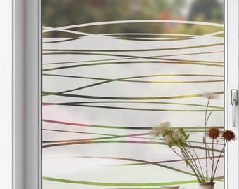 Film autocollant pour fenêtre  découpé "mer" film brise vue effet  dépoli  film anti regard avec luminosité film anti vis à vis à motif