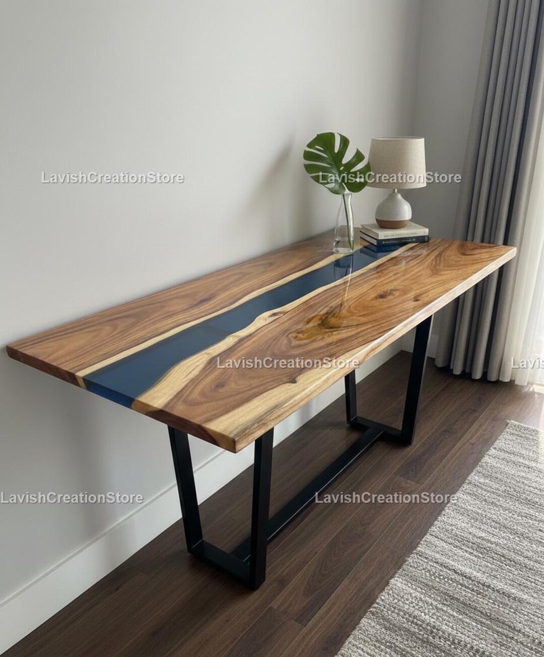 Solid Walnut Epoxy River Console Table – Entryway Table, Hallway Table ...