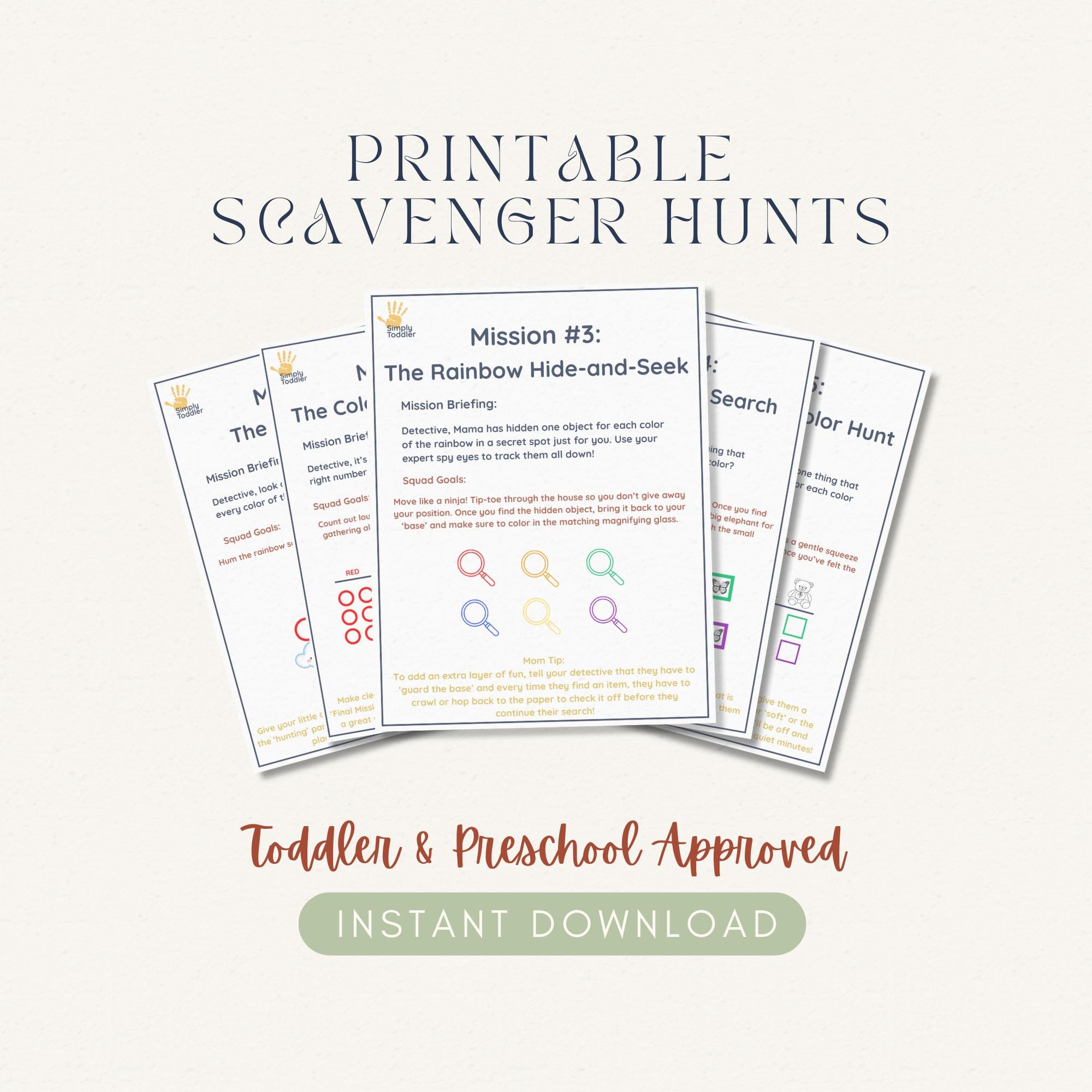 Toddler Detective Scavenger Hunt - Indoor Activities, Preschool Game (Instant Download)