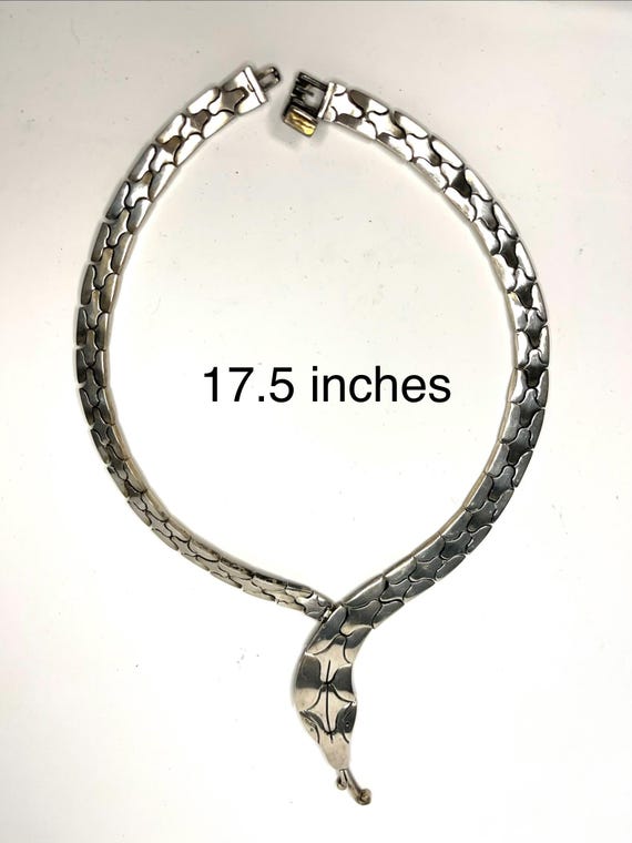 Solid Mexican 925 Silver Hinged Snake Necklace Br… - image 12