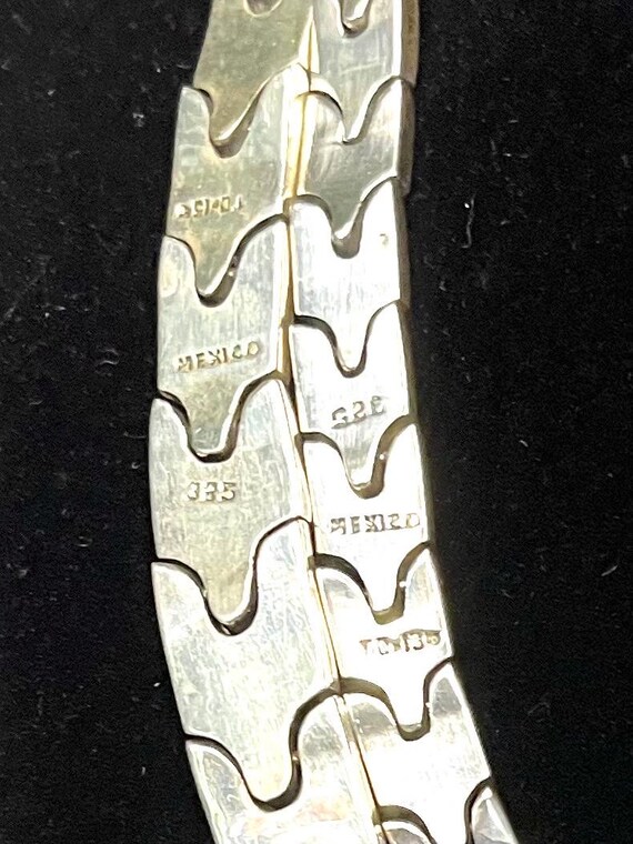 Solid Mexican 925 Silver Hinged Snake Necklace Br… - image 14